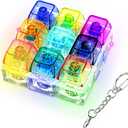 LED Light Keyboard Fidget Toy for Adults Kids, Glow Keyboard Fidget Keychain Stress Relief Keyboard Decompression Button Finger Clicker Toys, Button Fidget Gifts to Relief Stress(Transparent-Colorful)