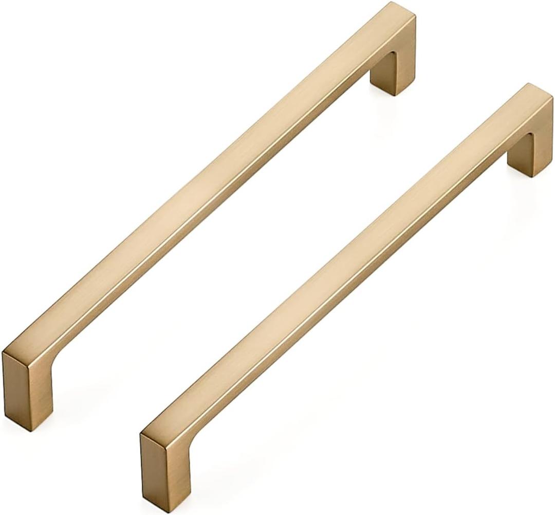 Ravinte 5 Pack Solid 6-1/4 Inch Square Cabinet Handles - Champagne Bronze Pulls for Drawers and Kitchen Cabinets - Hardware Handles