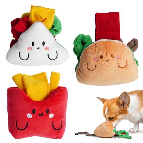 Nocciola Squeaky Hide and Seek Dog Snuffle Food Toys, Interactive Plush Stuffed Pet Supplies for Puppy Small Medium Breeds, Cute Burrow Cognitive Digging Treat Hiding Enrichment Puzzle Toy, 2 Packs