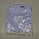 SUNNOW Women's Striped Twist Front Crop Button-Up Shirt Long Sleeve Casual Blouse Loose Fit Summer Tunic Top (XL, Blue)