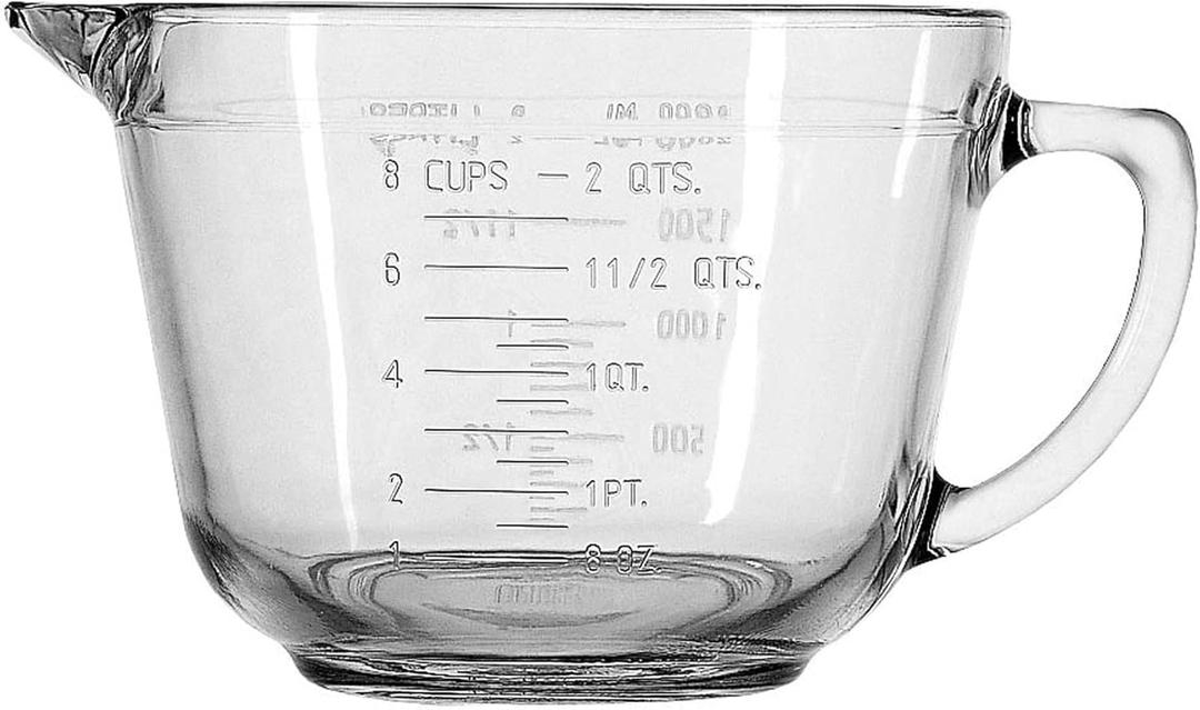 Anchor Hocking Batter Bowl, 2 Quart Glass Mixing Bowl (1 Count, Clear)