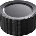 DaYammi 60PCS Black Plastic Plates, Heavy Duty Black Disposable Plates Premium 7.5 inch Dessert Cake Salad Appetizer Plates Hard Plastic Plates Disposable for Halloween Party