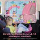 DIZA100 Car Sun Shade for Window Baby, 2 Pack Full Shade Window Shades with Storage Net Pocket, 7 Suction Cups, Cute Elephant for Sun/Heat/UV Rays Protection, Kids