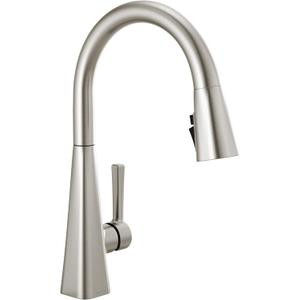 Delta Faucet Lenta Brushed Nickel Kitchen Faucet, Kitchen Faucets with Pull Down Sprayer, Kitchen Sink Faucet, Faucet for Kitchen Sink, Magnetic Docking Spray Head, SpotShield Stainless 19802Z-SP-DST (SpotShield Stainless)
