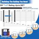 CKE 10ft-15ft Complete Set 36" Cable Railing Post Kit, 3Pack Black Level Drilled Line Posts(35"x2"x2"), Swageless Deck Cable Railing System Kit, 220ft 1/8" Wire Rope(No Handrail), Black Post Kit LPS02