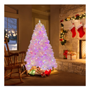 6 FT Flocked Artificial Christmas Tree Hinged with 350 LED Lights 808 Branch Tips