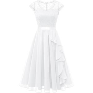 Wedtrend Women's Bridesmaid Dresses Short Prom Dress Ruffle Semi Formal Cocktail Dresses Floral Homecoming Dress (White, XL)