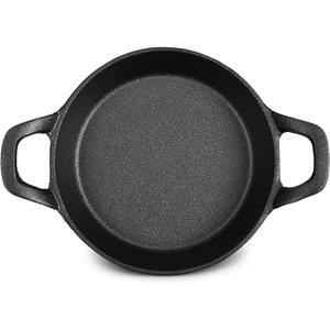 Ziliny Mini Cast Iron Skillets 6.3 x 6.3 x 1.5 Inch Cast Iron Pan Small Ramekin Set Black Casserole Dish Cookware Oven Safe Mini Skillets for Kitchen Indoor Outdoor Picnic (1 Pack)