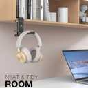 New Foldable Headphone Stand Hanger Holder Aluminum Headset Soundbar Stand Clamp Hook Under Desk Space Save Mount, Universal Fit Gaming Headphones, Black