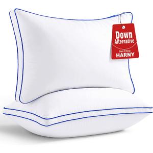 HARNY Pillows Queen Size Set of 2,Bed Pillows for Sleeping,Luxury Hotel Quality Fluffy Pillow for Side and Back Sleeper,Down Alternative Queen Pillow 2 Pack,Machine Washable,20 x 30 Inches (White)