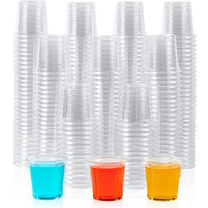 Lilymicky 500 PACK 1 oz Plastic Shot Glasses, 1 Ounce Clear Disposable Party Cups for Vodka, Whiskey, Tequila, Mini Plastic Containers for Sauce, and Sample Tasting