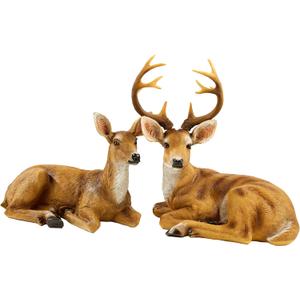 JHVYF 8.8" H Doe & 13" H Resin Buck Statue Deer Garden Decor Animal Decoration Art Dcor for Indoor Outdoor Home Ornaments Office