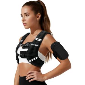 Weighted Vest for Woman Man Weighted Vest for Walking, Strength Training Weight Vest with Adjustable Buckle Detachable Phone Pouch for Running Workout, Black, 12 lb