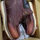 Moc Toe Work Boots for Men Waterproof Soft/Steel Toe Comfortable Full Grain Leather Non Slip Wedge Outsole Construction 6" Workboots, 11