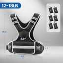Adjustable Weighted Vest Woman 12-18lb Weighted Vest Men with 6 Ironsand Weights, Shoulder Pads and Large Pocket for Walking Running Crossfit Strength Training, 12-18lb, Black