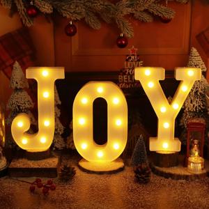 Christmas indoor Decorations,3 LED Marquee Light Up Joy Sign Letters String Lights,Battery Operated Christmas Decorations for Fireplace Mantle Home Bedroom Bar Party Wall Xmas Decor,White