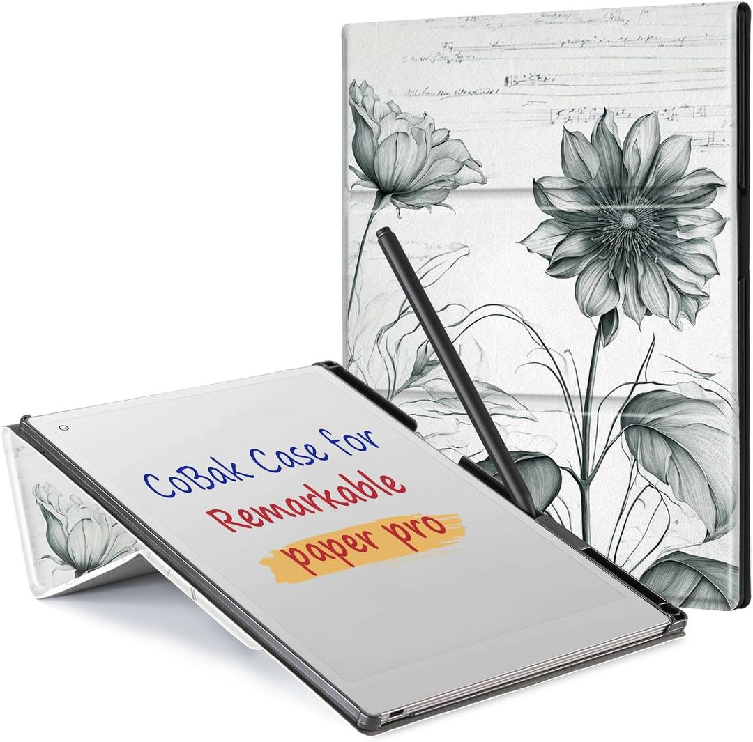 CoBak Case for Remarkable Paper Pro-with Pen Holder, Nib Storage, Ergonomic Design for Enhanced Writing Comfort - The Perfect Choice for Remarkable Paper Pro Case with Pen HolderSunflower