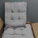 puredown Chair Cushions for Dining Chairs, Tufted Memory Foam Chair Pads with Non-Slip Backing, Kitchen Seat Cushions with Ties, Washable Seat Pad Set of 4, 15.5" x 15.5" x 4", Light Grey