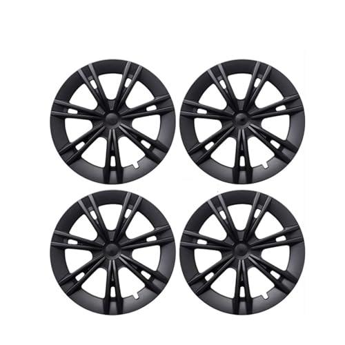 4PCS Hub Cap Replacement Wheel 19 Inch Hubcap Full Rim Cover Accessories Compatible with Tesla Model Y 2018-2024(Matte Black)