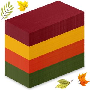Qilery 120 Pcs Thanksgiving Napkins Fall Disposable Paper Napkins 3 Ply Hand Towel Tableware Decoration for Bathroom Dinner Kitchen Party Supplies(Green, Brick Red, Orange, Yellow)