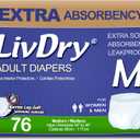 LivDry Adult Incontinence Underwear, Extra Absorbency Adult Diapers, Leak Protection, Medium, 76-Pack