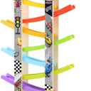 Wooden Race Track Car Ramp Toy, Montessori Car Ramp Set with 7 Mini Cars, 7 Ramps, Parking Lots  Educational Gift for Boys & Girls 3+Years Toys