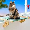 Cat Window Perch for Large Cats Inside, Sturdy Cat Window Hammock Seat with Cooling Mat, Adjustable Cats Platform Bed Shelf Fits Windowsill, Bedside, Desk, Drawers and Cabinet