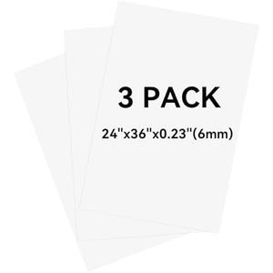 Pack of 3 White Foam Board 24"x36", 0.23" Thick Foam Core Board for Projects, White Poster Board for Painting, Displaying, and Craft Projects