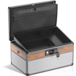 Medicine Lock Box,locking medicine box, Security Lock BoxesExtra Large16*10 * 7.5 Inch lock box, First Aid Key Safe Box,Lock Box for Medication (Black)