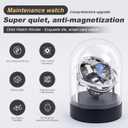 Ultra Quiet Watch Winder Under 18dB, 4 Modes & 6 Directions, for Automatic Watches Rolex/Omega, Anti-Magnetic Motor with Glass Display Case (Silver)