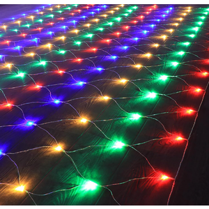 198 LED Multicolor Net Lights Outdoor Mesh Lights 9.8ft x 6.6ft for Garden, Lawn, Shrubs, Party, Wedding, Christmas Decorations, 8 Modes & Memory Function, Connectable, Clear Wire-Multicolor