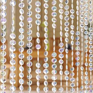 Boshen 3FTx6.5FT Crystal Beaded Curtain Door Beads 36 Strands Clear Acrylic Beads Hanging Room Divider Crystal Iridescent Diamond Cut Curtain Doorway Curtain for Room Doorway Divider Party Decor, 35.4"W x 78"L