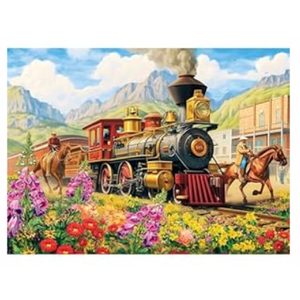 Puzzles for Adults 500 Pieces, Spring Railway Train Puzzle for AdultsTeens, Knight Horse Jigsaw Puzzles for Kids, Recyclable Cardboard Puzzles for Seniors, Challenging Family Game, 20.5 x 15 in