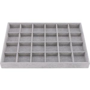 Large Velvet Jewelry Tray, Drawer Organizer for Jewelry in Dresser, Stackable Jewelry Drawer Organizer Inserts for Earring Necklace Bracelet Rings(Grey,24grid)