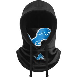 NFL Team Logo Black Drawstring Winter Cap Hooded Gaiter Balaclava Face Cover (One Size)