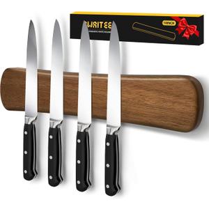 Magnetic Knife Holder for Wall, 10 Inch Wood Strong Magnetic Knife Strip, Small Kitchen Storage Space Savers, Rv Apartment Farmhouse Accessories Organizer, Housewarming Gifts for New Home (Brown)