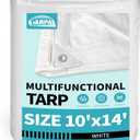 TARPAL 10x14 Feet White Tarp Waterproof Lightweight tarps Multipurpose Protective Cover All Purpose Poly Tarps Cover for Firewood,Boat,Pet House,Roof Waterproofing