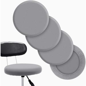 Tatuo 4 Pieces Round Bar Stool Covers Washable Stool Cushion Slipcover Elastic Bar Chair Covers for 14-17 Inch Chair (Gray)