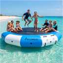 Inflatable Water Trampoline for Lake Pool Ocean, 5FT Heavy Duty Floating Bounce Swim Platform with Ladder & Ropes, Inflatable Floating Dock for Family