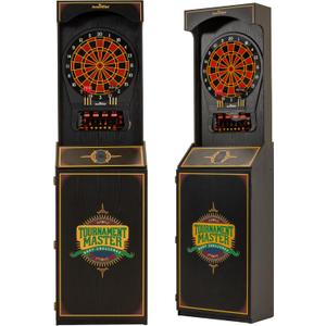 Arachnid Cricket Pro 650 Standing Electronic Dartboard with 24 Games, 132 Variations, and 6 Soft-Tip Darts Included, Brown,E650FS-BK3