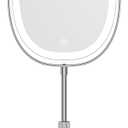 DOWRY Lighted Makeup Mirror with 7X Magnification, Height Adjustable Vanity Mirror, Rechargeable 3 Color Lights Lighted Makeup Mirror, 360 Swivel Double Sided Magnifying Mirror