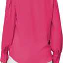 LYANER Women's Mock Neck Pleated Solid Long Sleeve Blouse Office Shirt Top (Pink, XL)