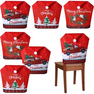 6 Pcs Christmas Chair Covers Santa Hat Red Slipcovers Chair Back Covers Xmas Chair Covers Decoration for Home Dinner Christmas Banquet Party Festival Decor, 23.6 x 19.6 Inch