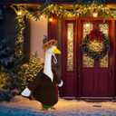 Aliceset Christmas Home Bandits Porch Goose Outfit Set Funny Movie Porch Goose Costume Include Coat Brown Afro Wig and Spider for 23'' Statue Patio Garden Decoration