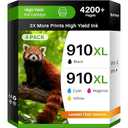 910XL Ink Cartridges Combo Pack 8015e 8025e Compatible for HP Ink 910 910XL ink cartridges Work with OfficeJet 8015e 8025e 8010 OfficeJet Pro 8025e 8028e 8020 8035 Printers (Black Cyan Magenta Yellow)
