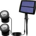 AVEKI Solar Pond Spotlights, 2 in 1 12 LED Solar Underwater Lights with Dual Head Waterproof Submarine Landscape Spotlight Security Lighting for Outdoor Patio Garden Fountain Pond (Warm White)