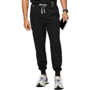 FIGS Tansen Jogger Scrub Pants for Men Slim Fit, 5 Pockets, 4-Way Stretch, Anti-Wrinkle (Tall, Medium, Black)