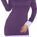 Aphratti Women's Long Sleeve Halloween Costume Adult Bodycon Mini Purple Dress (Purple, XL)