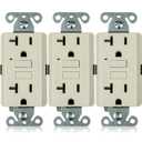 Faith [3-Pack] 20A GFCI Outlets, ETL Listed, Non-Tamper-Resistant GFI Duplex Receptacles with LED Indicator, Self-Test Ground Fault Circuit Interrupter, Light Almond, 3 Piece