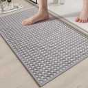 YDKGL Non Slip Bath Mat Bathroom Rugs, Soft Braided Ultra Thin Bath Mats, Super Absorbent Quick Dry Bath Rug Shower Mat, Rubber Backing, Fit Under Door Bathroom Floor, Machine Washable, Gray 27 x 17 inch